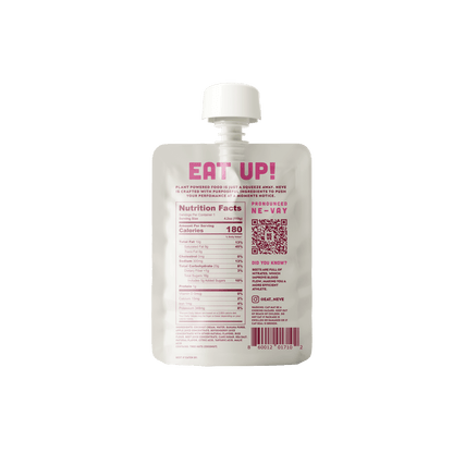 Back of Neve Boysenberry Beet plant-based energy smoothie pouch — nutrition facts and ingredients for athletes